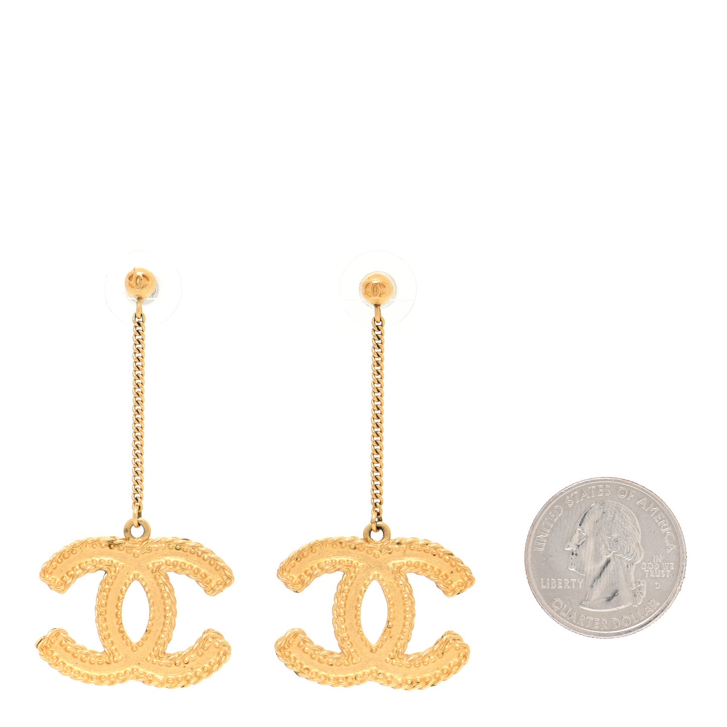 CC Drop Earrings Matte Gold