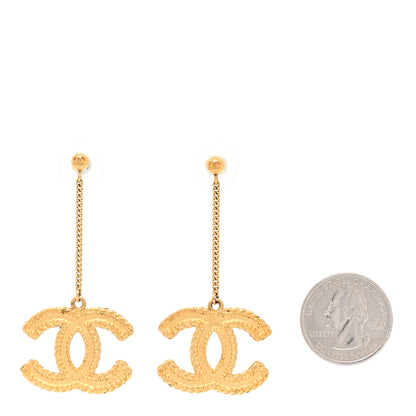 Chanel CC Drop Earrings Matte Gold 2 of 5