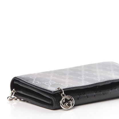 Gucci Imprime Monogram GG Pierce Chain Clutch Wallet Black 5 of 12