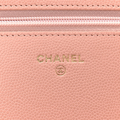 Chanel Caviar Camellia Embossed Wallet On Chain WOC Pink 6 of 12