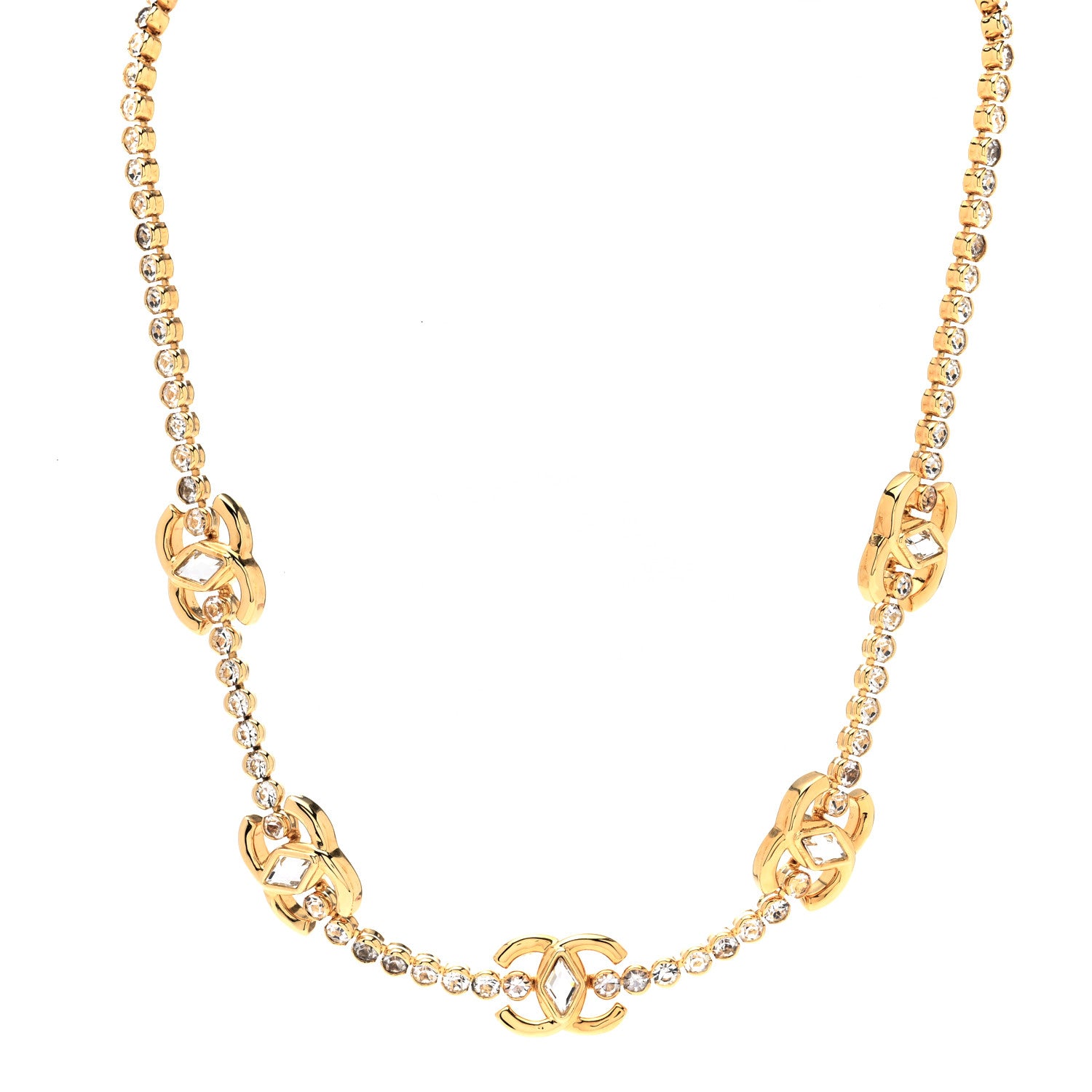Chanel Metal Crystal CC Marquise Choker Gold 1 of 5