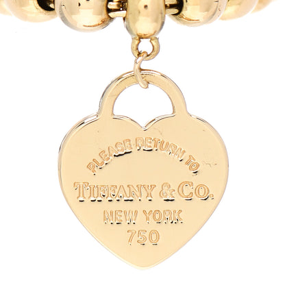 Tiffany 18K Yellow Gold 4mm Return To Tiffany Bead Heart Tag Bracelet 3 of 5