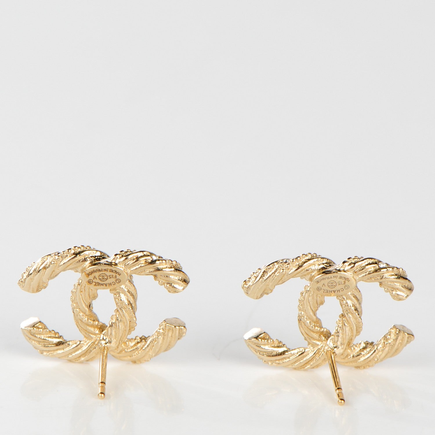 Chanel Crystal Twisted CC Earrings Gold 3 of 5