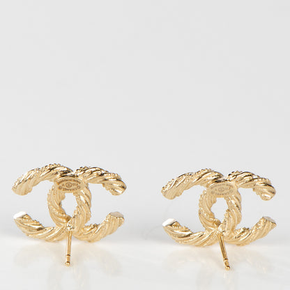 Chanel Crystal Twisted CC Earrings Gold 3 of 5