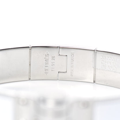 Hermes Enamel Charniere Uni Narrow Hinged Bracelet S White 5 of 6