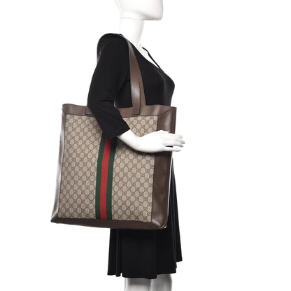 Gucci GG Supreme Monogram Web Large Ophidia Vertical Shopping Tote Brown 2 of 12