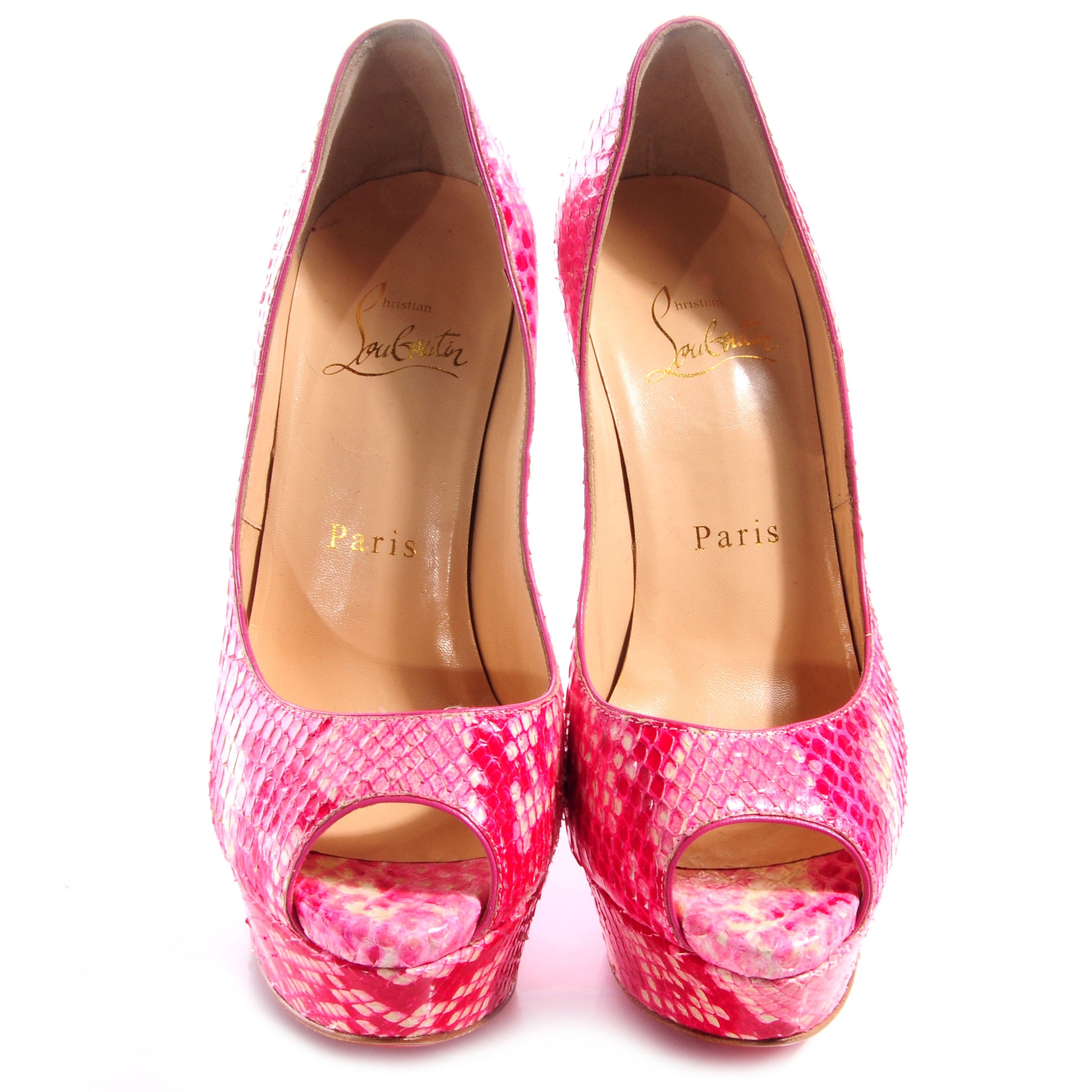 Christian Louboutin Python Lady Peep 150 Pumps Rose Matador 35 2 of 5
