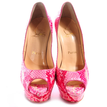Christian Louboutin Python Lady Peep 150 Pumps Rose Matador 35 2 of 5