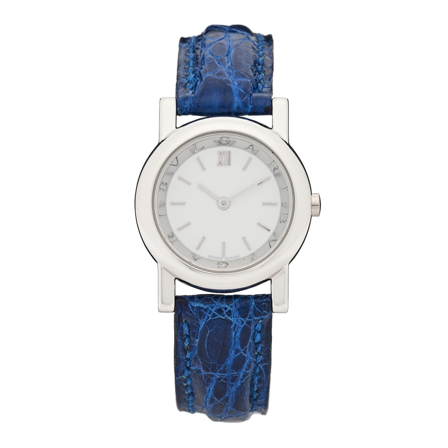 Bulgari Platinum Alligator 26mm Anfiteatro Quartz Watch Blue 1 of 4