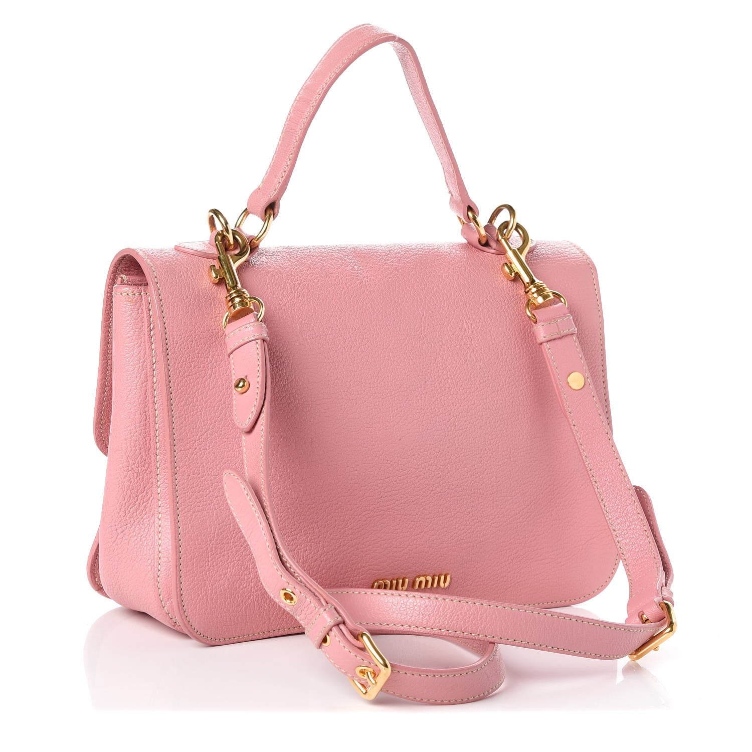Miu Miu Goatskin Madras Shoulder Bag Rosa 4 of 11