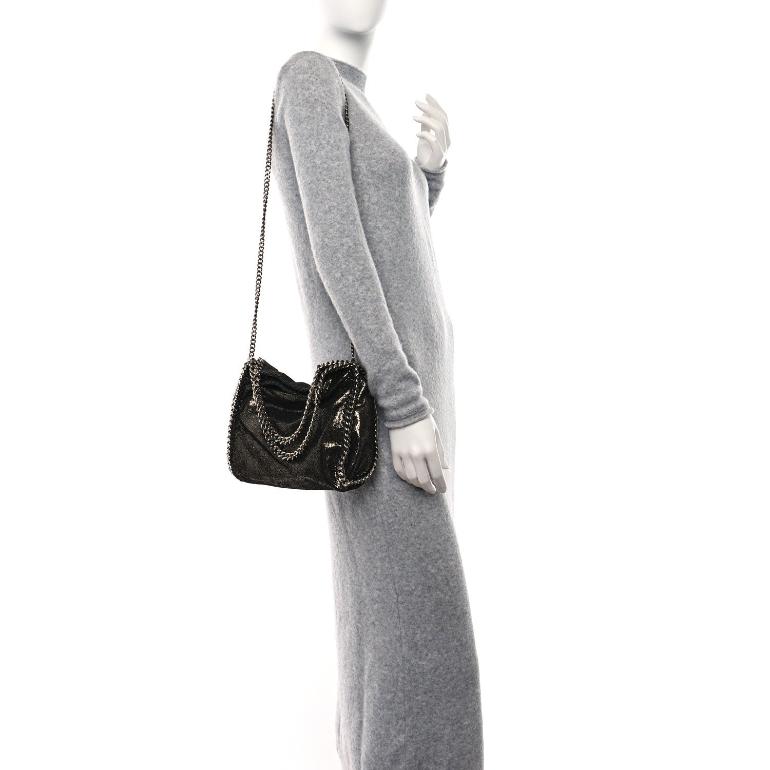 Stella McCartney Chamois Shiny Dotted Mini Falabella Fold Over Tote Ruthenium 2 of 8