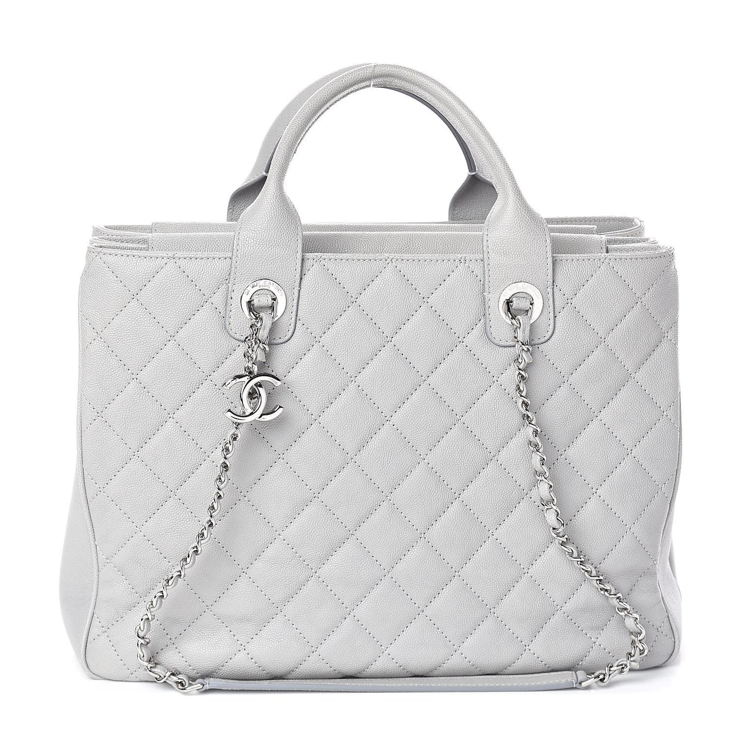 Caviar Quilted Large Urban Companion Top Handle Shopping Tote Grey