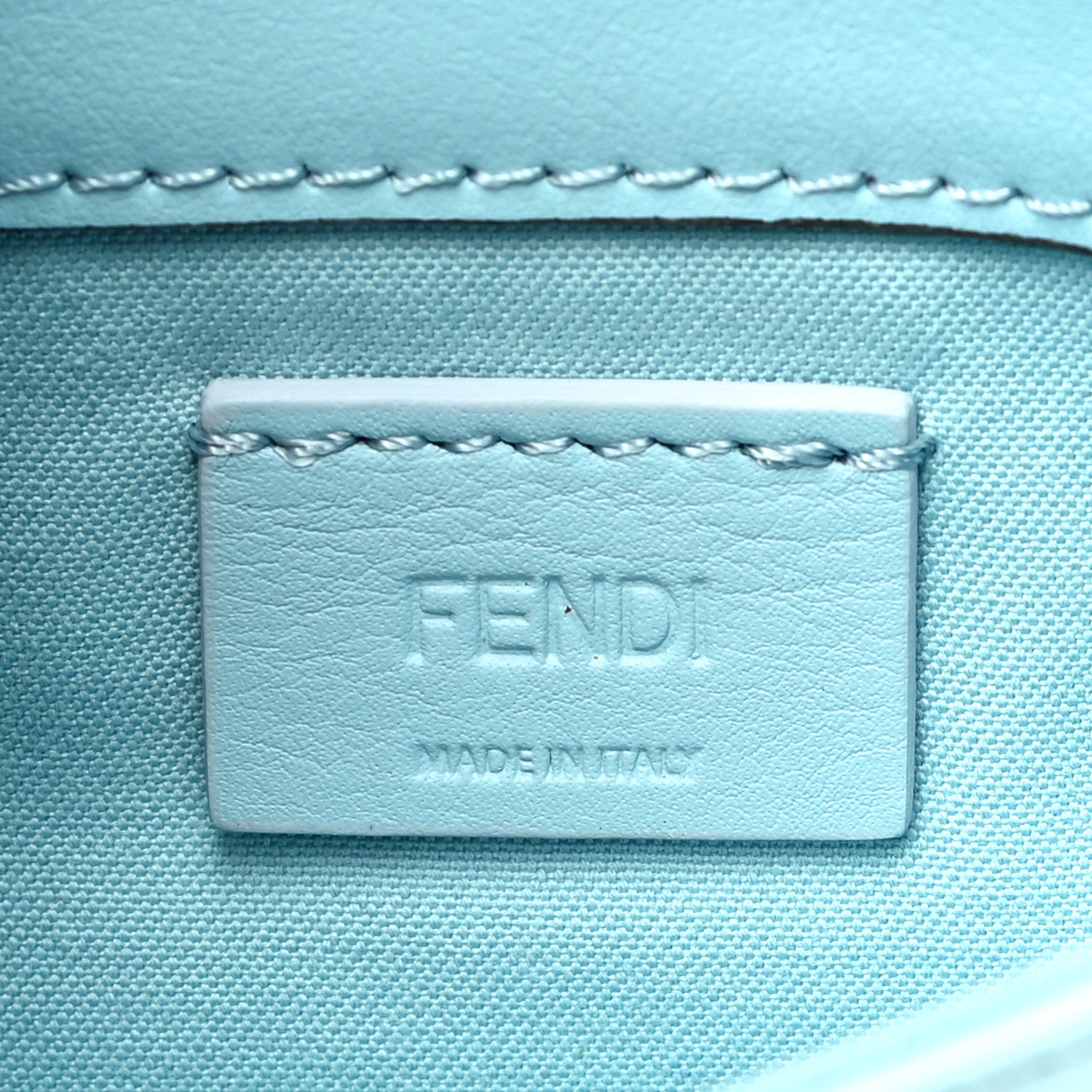 Fendi Vitello Century Lucido Nappa Hypnoteyes Scalloped Studded Tube Wallet on Chain Turchese Pallido Blueberry Multicolor 5 of 14