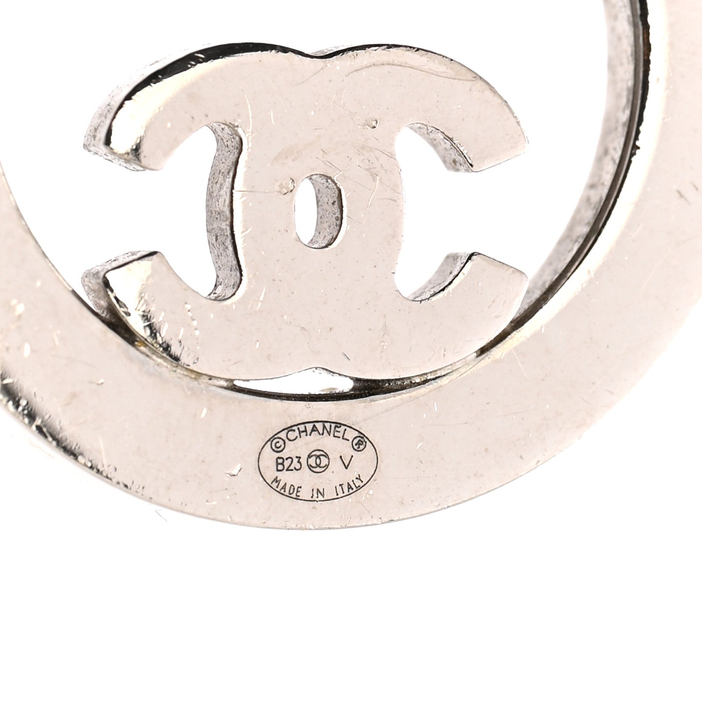 Crystal CC Round Earrings Silver