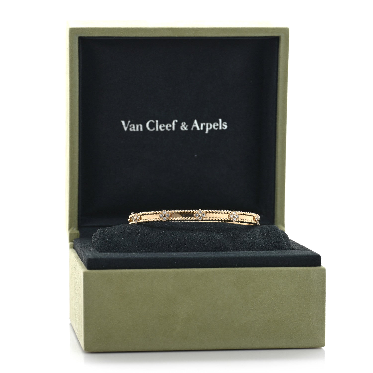 Van Cleef & Arpels 18K Yellow Gold Diamond Perlee Sweet Clovers Bracelet L 4 of 4