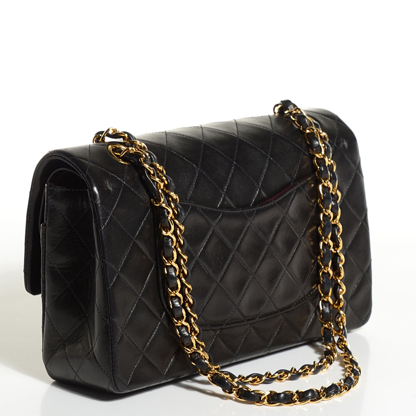 Lambskin Quilted Medium Double Flap Black