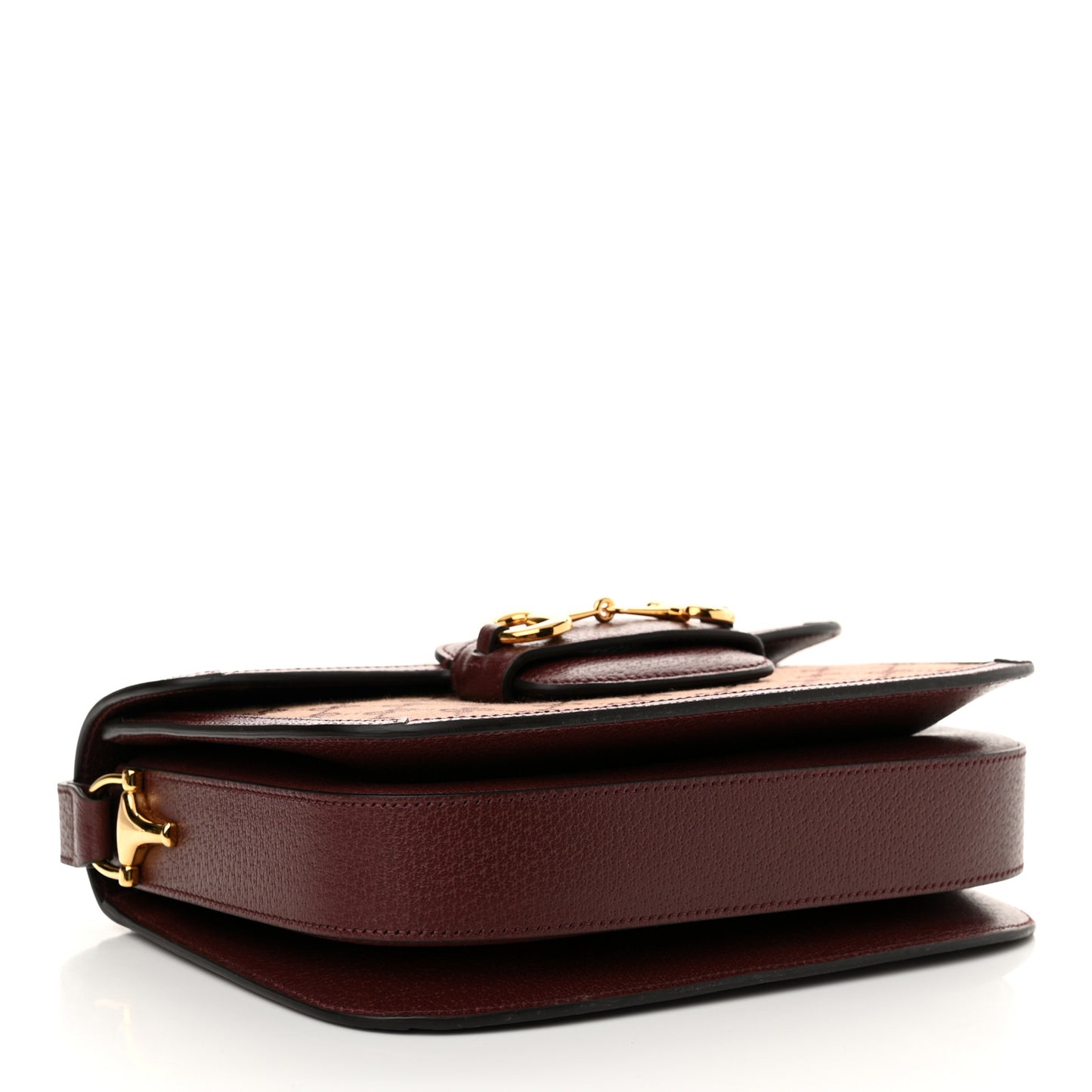 Monogram Textured Dollar Calfskin Horsebit 1955 Shoulder Bag Sahara Rubino Chardonnay