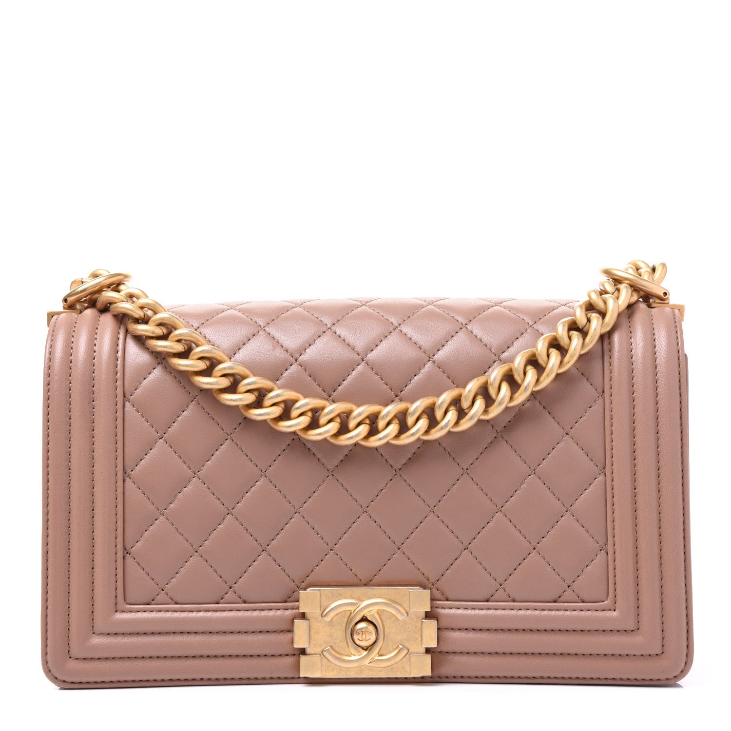 Chanel Lambskin Quilted Medium Boy Flap Beige 1 of 9
