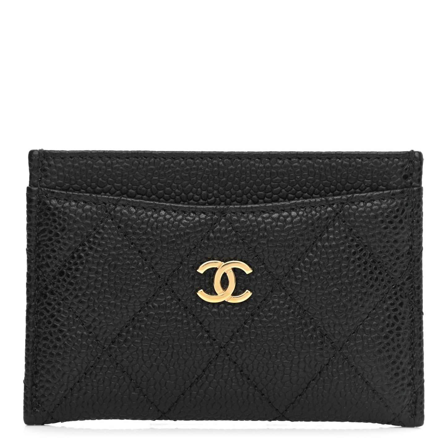 Caviar Quilted Card Holder Black