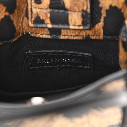 Balenciaga Smooth Calfskin Leopard Print Logo Shopping Phone Holder Bag Beige Black 5 of 8