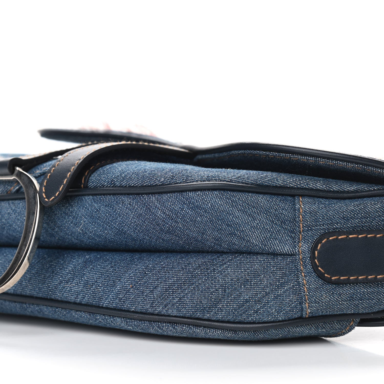 Christian Dior Denim Embroidered Saddle Bag Blue Multi 9 of 11