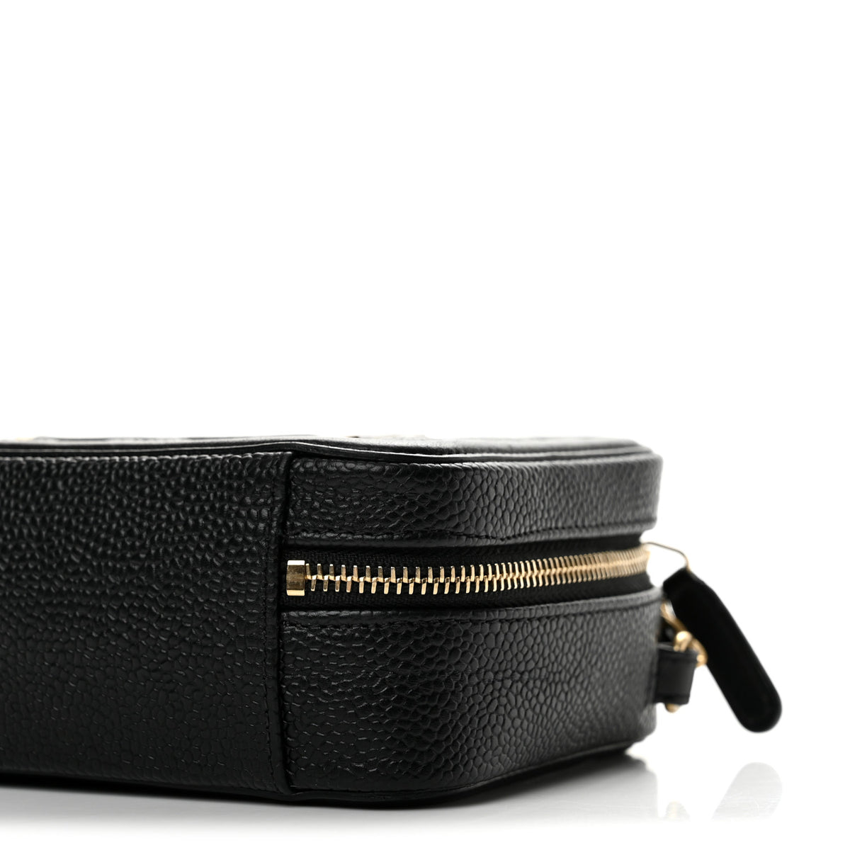 Caviar Quilted CC Filigree Vanity Clutch With Chain Black