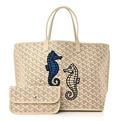 Goyard Goyardine Embroidered Seahorse Reversible Anjou PM Sand 3 of 17