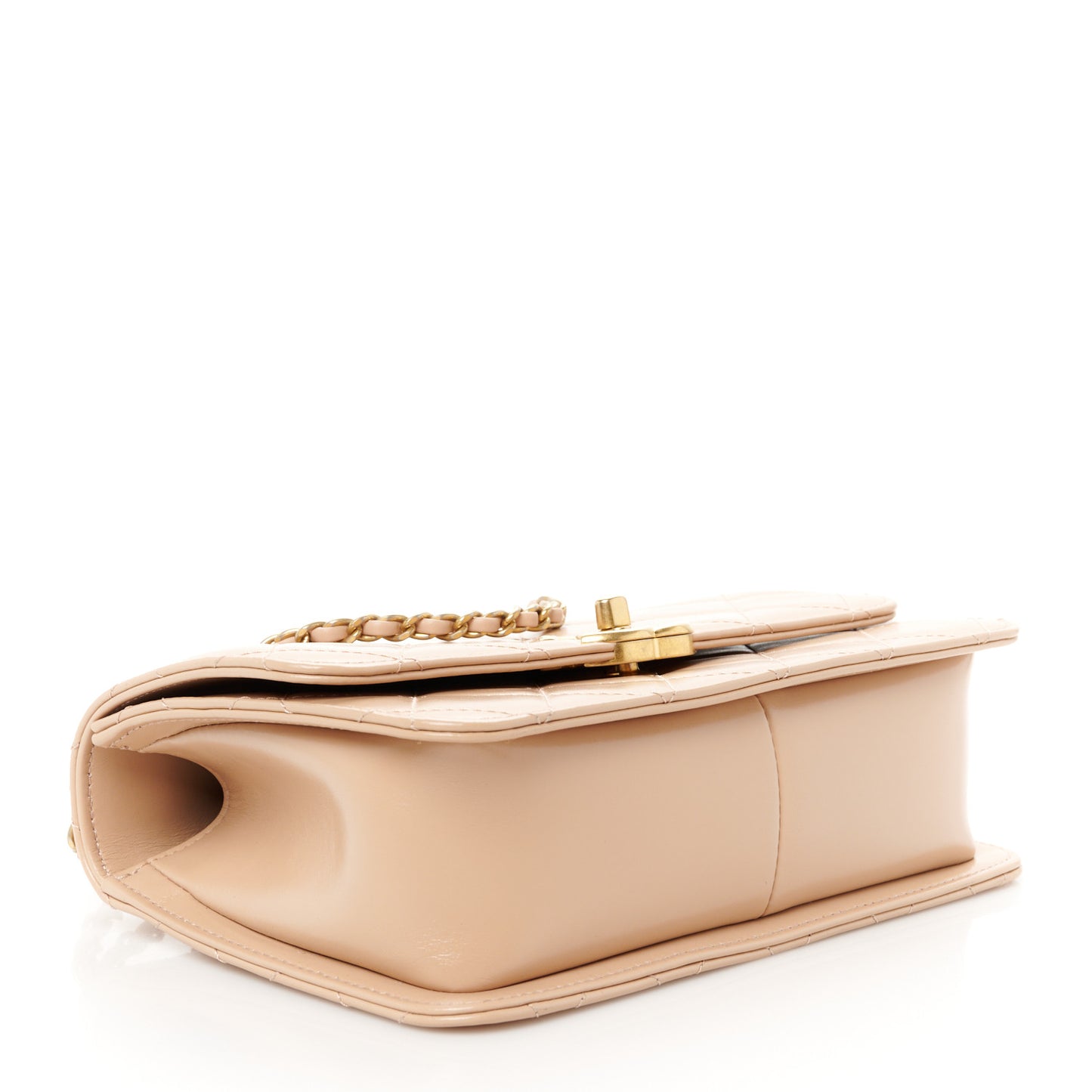 Calfskin Quilted Perfect Fit Flap Beige