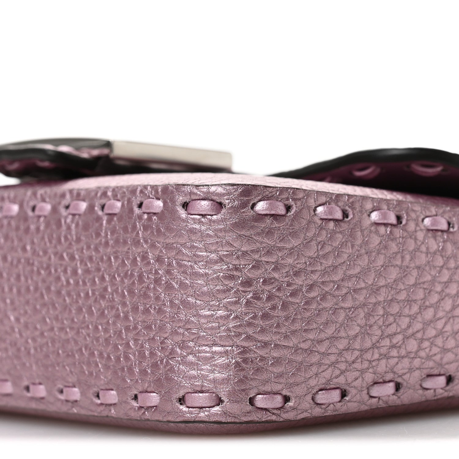 Fendi Metallic Cuoio Roma Sellerissima Nappa Sintetica Tape Stitch Mini Baguette Rosa Placca Argento 10 of 10