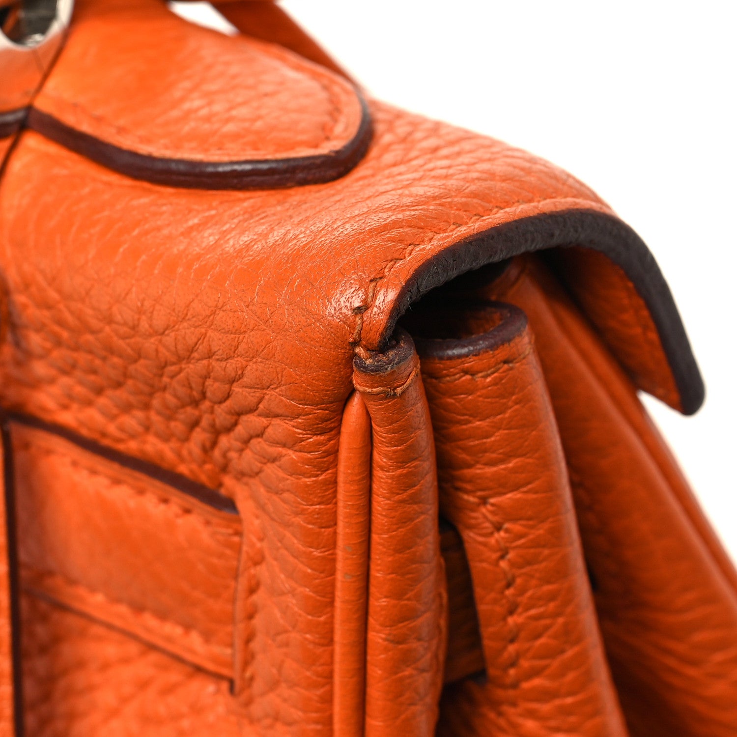 Hermes Taurillon Clemence Kelly Retourne 32 Orange 13 of 14