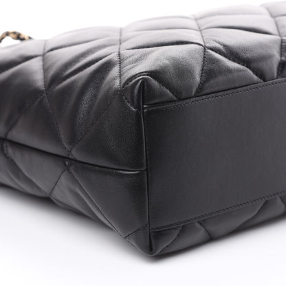 Chanel Lambskin Quilted Drawstring Shopping Bag Black 8 of 12