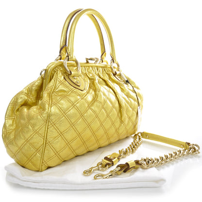 Marc Jacobs Quilted Leather Stam Metallic Gold 2 of 12