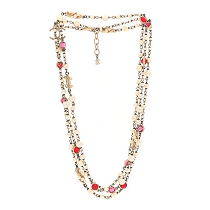 Chanel Pearl Crystal CC Long Necklace Gold Multicolor 3 of 4