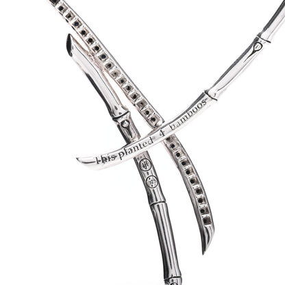John Hardy Sterling Silver Black Sapphire Spinel Bamboo Overlapping Branch Pendant Necklace 5 of 5