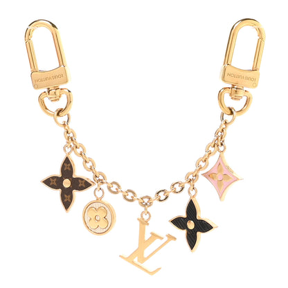 Louis Vuitton Brass Enamel Fleur De Monogram Bag Charm Chain Gold 1 of 4