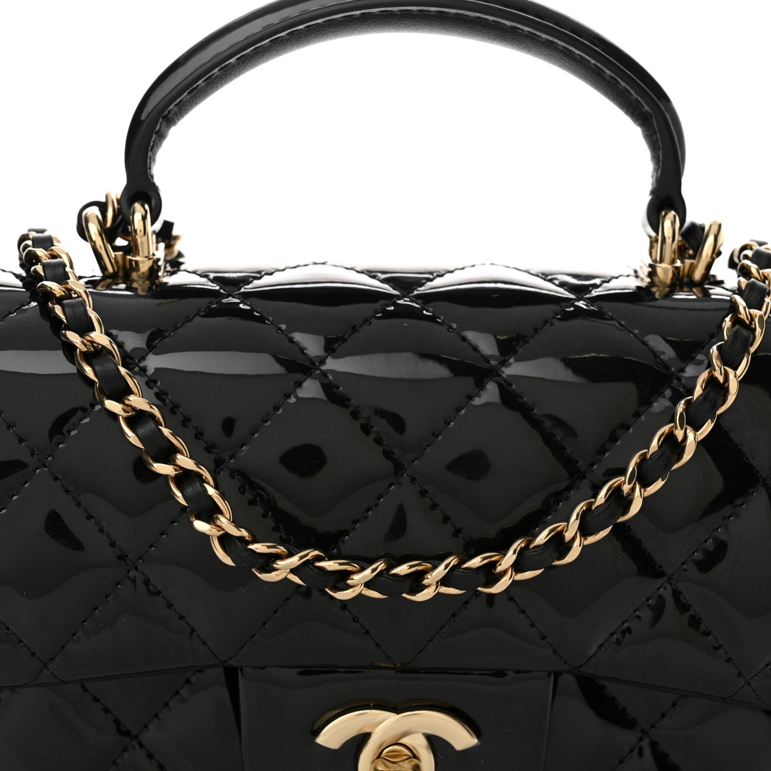 Chanel Patent Quilted Mini Top Handle Rectangular Flap Black 8 of 11