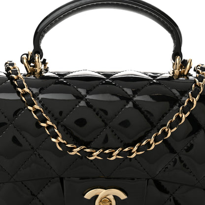 Chanel Patent Quilted Mini Top Handle Rectangular Flap Black 8 of 11