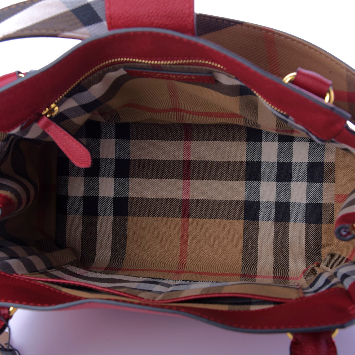 Burberry Soft Grain Calfskin Medium Buckle Tote Parade Red 6 of 10