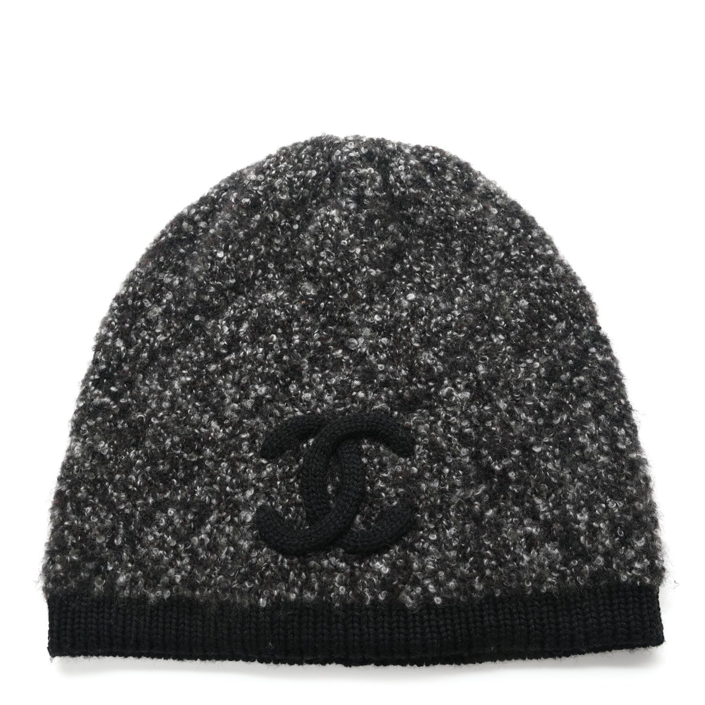 Cashmere Wool Silk Logo Beanie Hat Grey Black