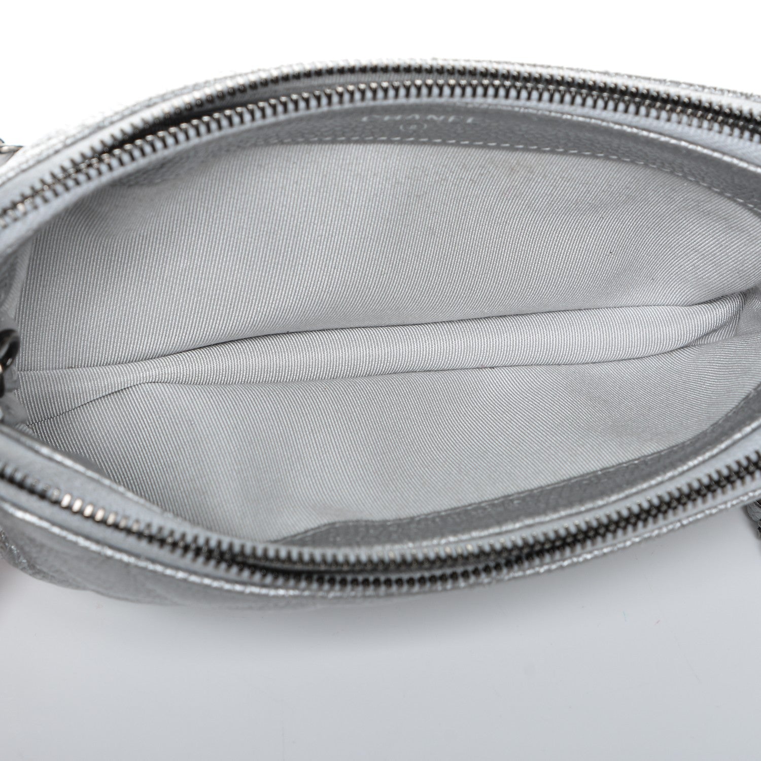 Chanel Metallic Caviar Quilted Small Clutch With Chain Silver 5 of 8