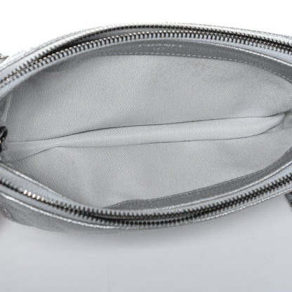 Chanel Metallic Caviar Quilted Small Clutch With Chain Silver 5 of 8