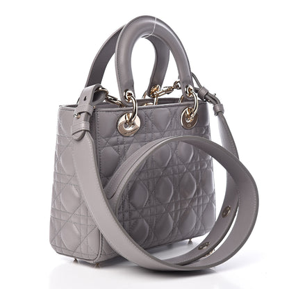 Christian Dior Lambskin Cannage Small My Lady Dior Gris 3 of 9
