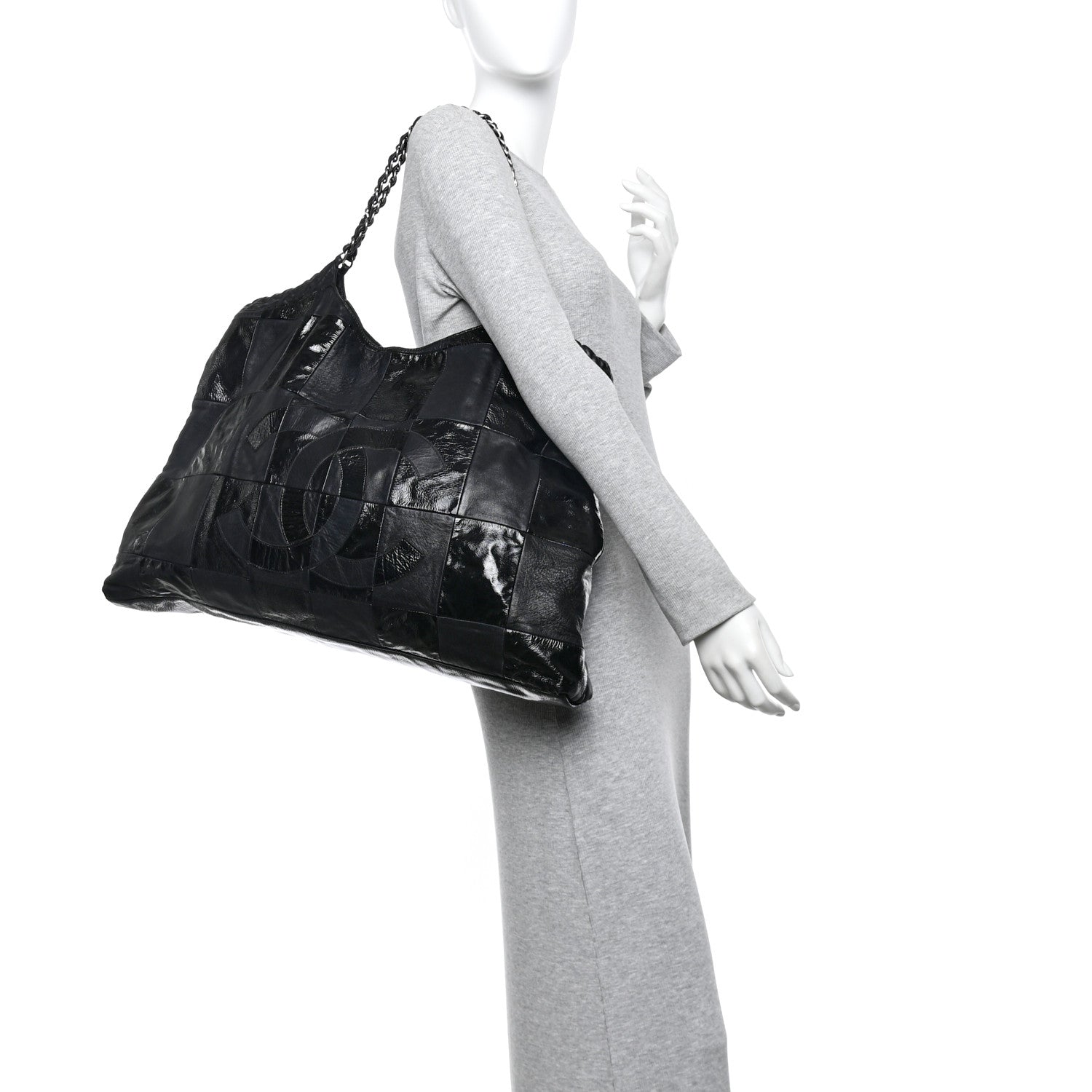 Chanel Patent Patchwork Brooklyn Tote Black 2 of 11