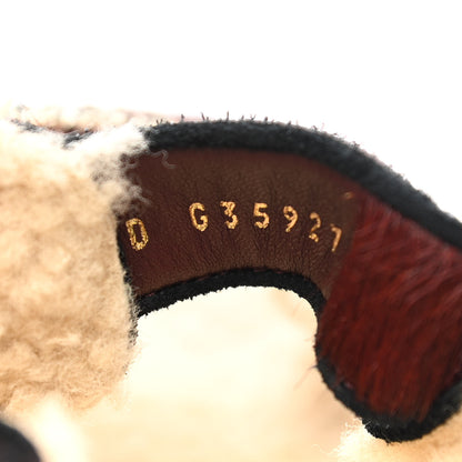 Chanel Calfskin Hair Suede Shearling Dad Sandals 37 Burgundy Black 8 of 9