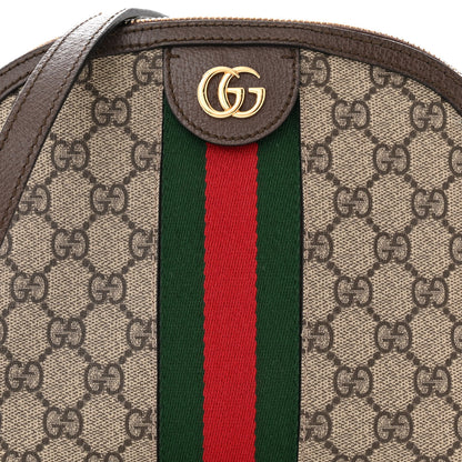 Gucci GG Supreme Monogram Textured Dollar Calfskin Web Small Ophidia Dome Shoulder Bag Beige Ebony New Acero 8 of 13