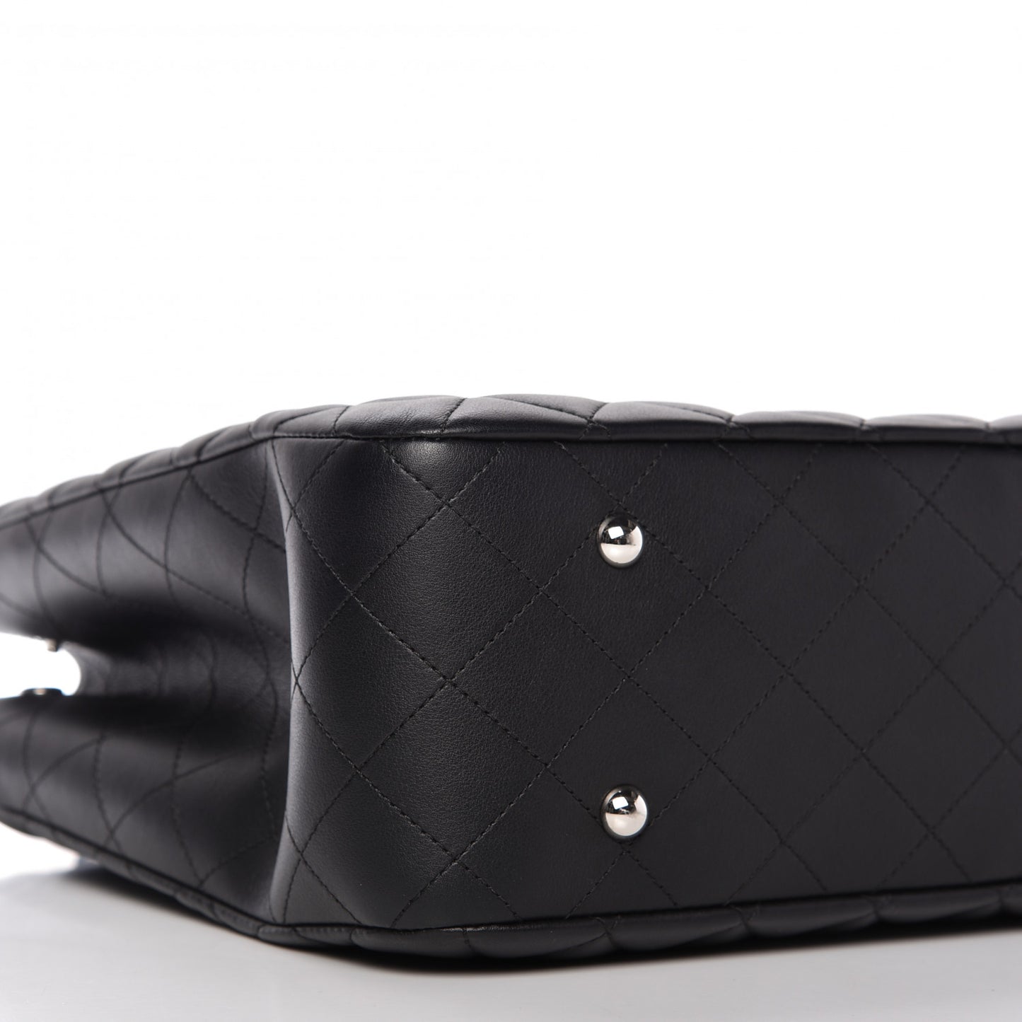 Calfskin Quilted Large CC Shopping Tote Black