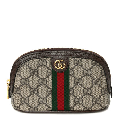Gucci GG Supreme Monogram Textured Calfskin Web Medium Ophidia Cosmetic Case Beige Ebony New Acero 1 of 6