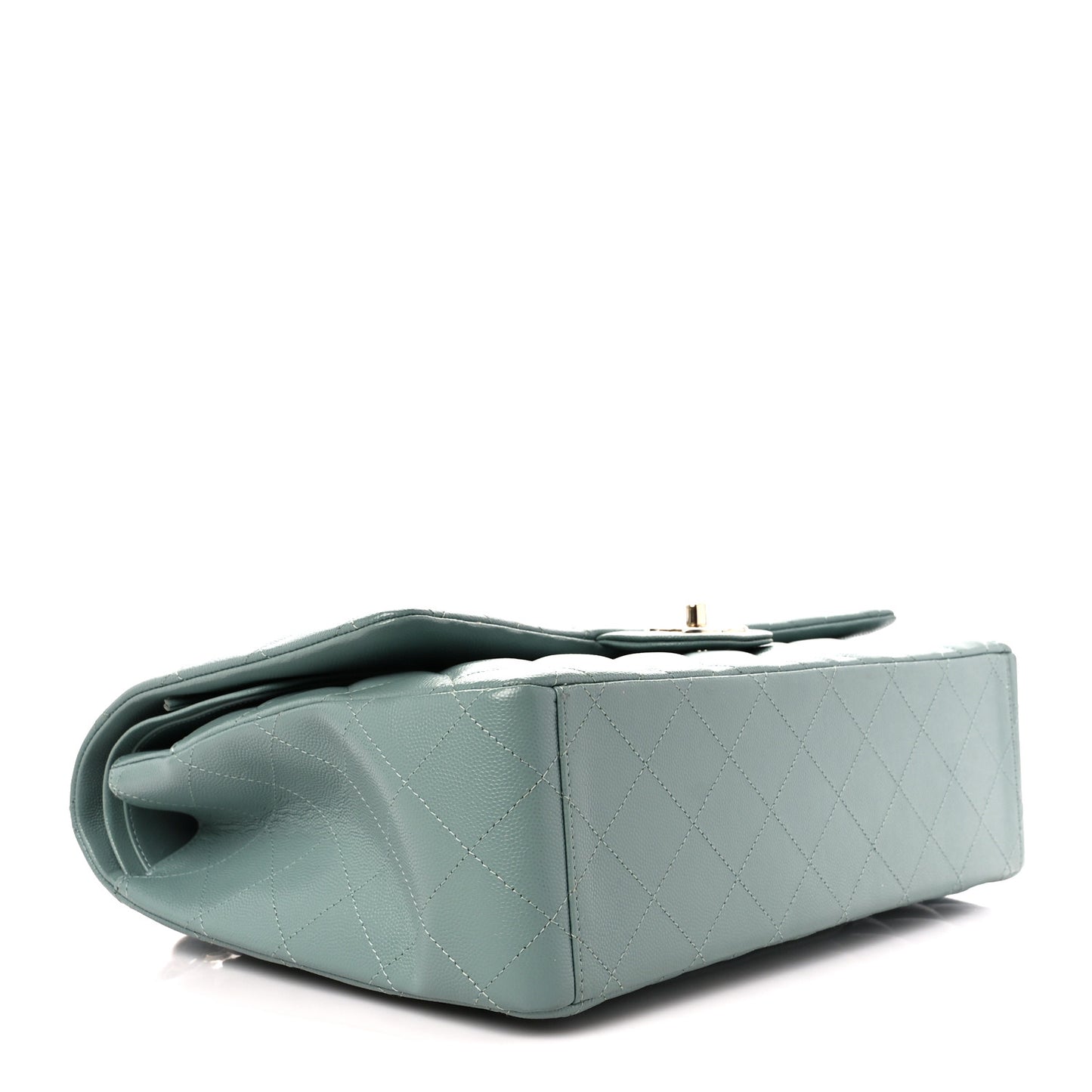 Caviar Quilted Maxi Double Flap Light Blue