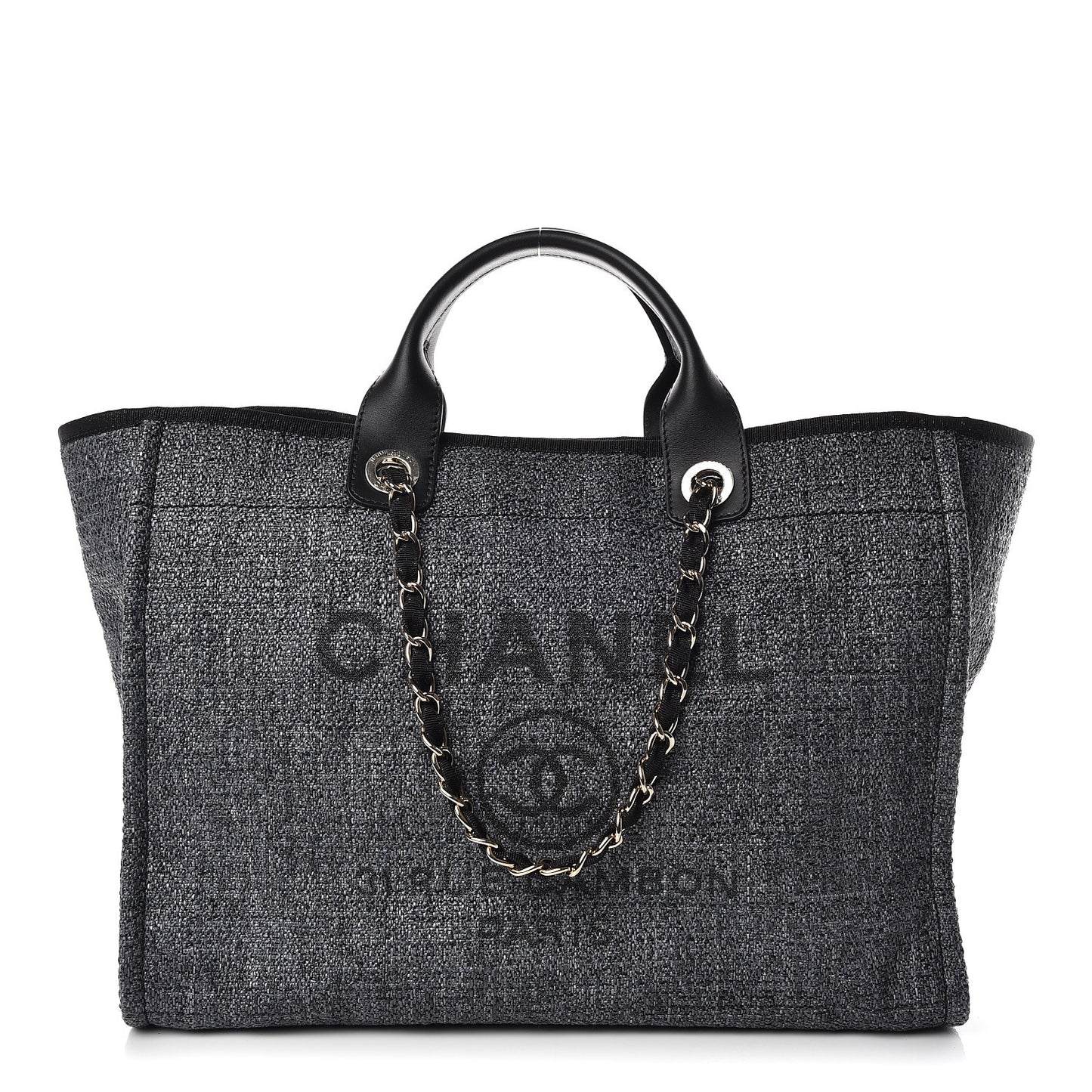 Woven Straw Raffia Large Deauville Tote Grey
