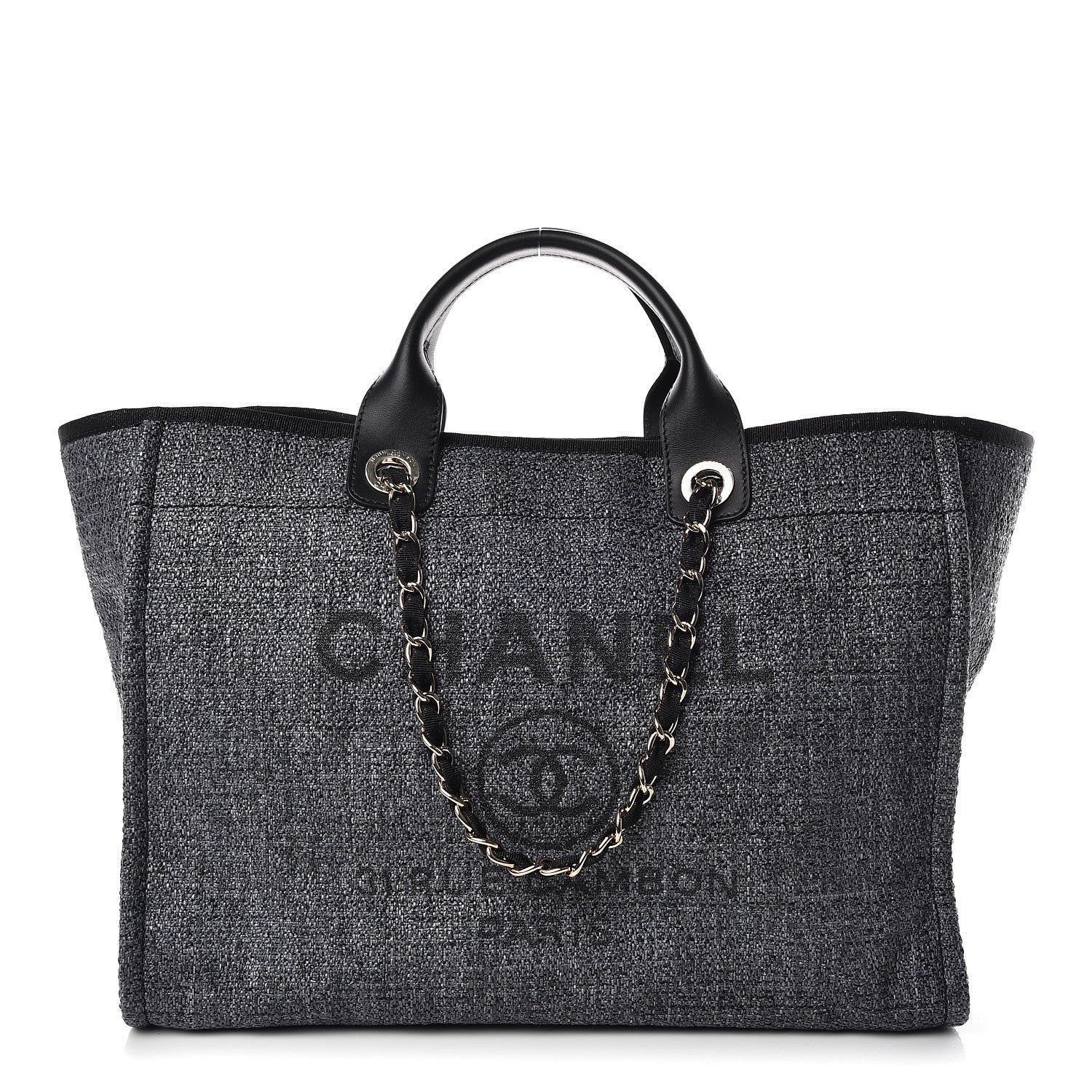 Chanel Woven Straw Raffia Large Deauville Tote Grey 1 of 10